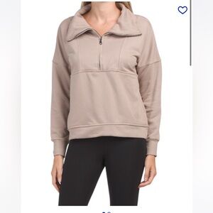 WILO Bella quarter zip sweater jacket size medium cotton tan